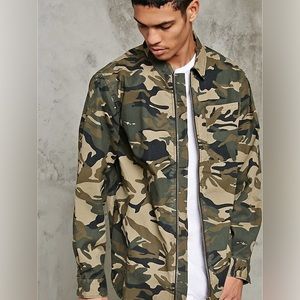 Forever 21 Cotton Camouflage Olive Green Military Jacket